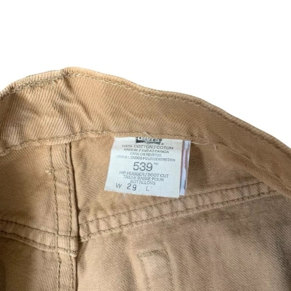 Vintage Levi’s 539 Hiphogger Low Rise Boot Cut Actual (30X30) W29 Beige MINT - Picture 3 of 8